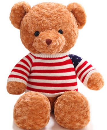 OEM Accept Stuffed Plush Bear with Striped Shirt Gift for Ki